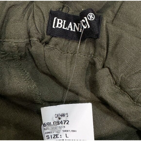 BlankNYC Sz L Linen Bld Olive Army Green Paperbag Shorts Belted Pull On Elastic - Picture 9 of 12